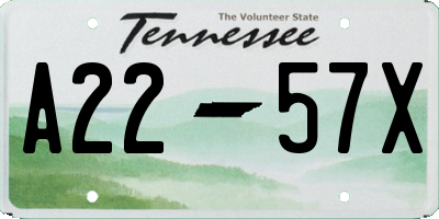TN license plate A2257X
