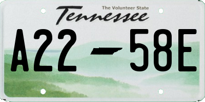 TN license plate A2258E
