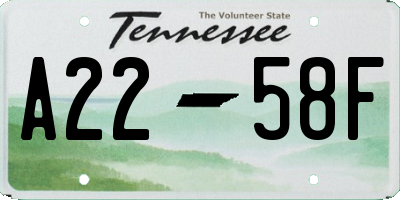 TN license plate A2258F