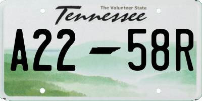 TN license plate A2258R