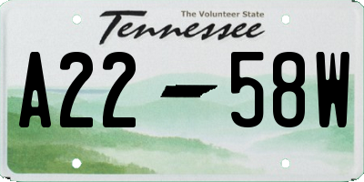 TN license plate A2258W