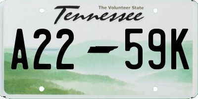 TN license plate A2259K