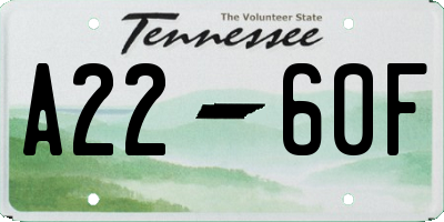 TN license plate A2260F