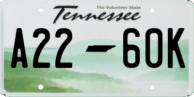 TN license plate A2260K
