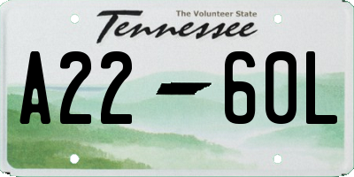 TN license plate A2260L