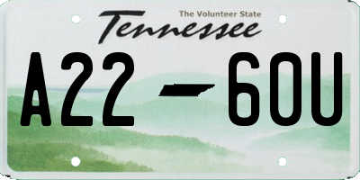 TN license plate A2260U