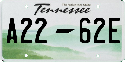 TN license plate A2262E