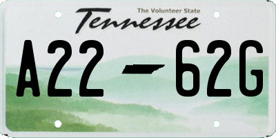 TN license plate A2262G