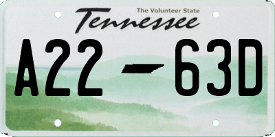 TN license plate A2263D