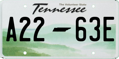 TN license plate A2263E