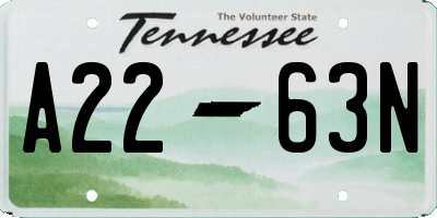TN license plate A2263N