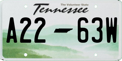 TN license plate A2263W