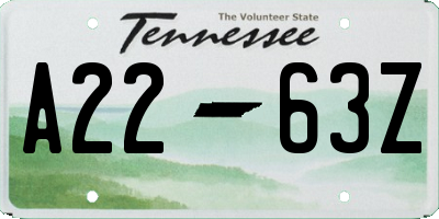 TN license plate A2263Z