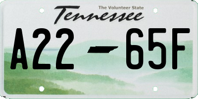 TN license plate A2265F