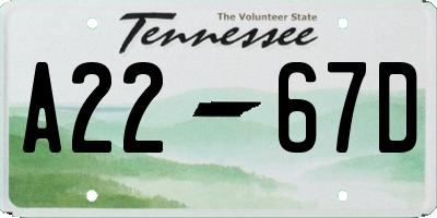 TN license plate A2267D