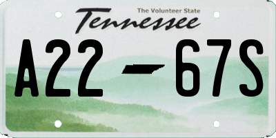 TN license plate A2267S