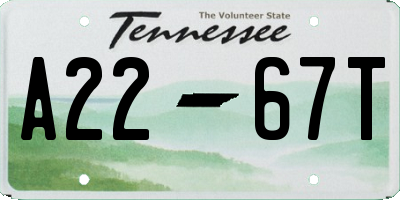 TN license plate A2267T