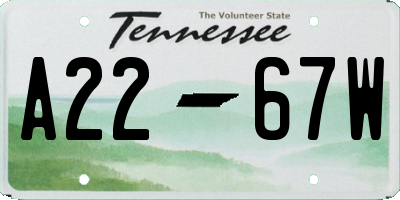TN license plate A2267W