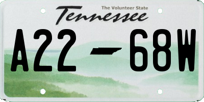 TN license plate A2268W