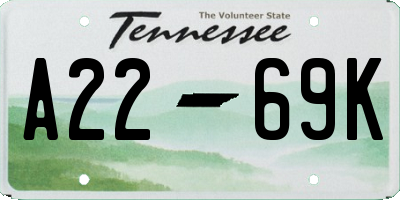 TN license plate A2269K