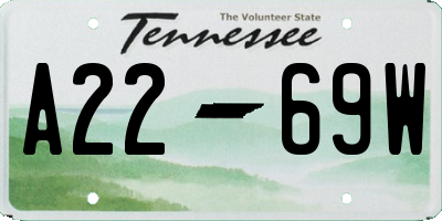 TN license plate A2269W