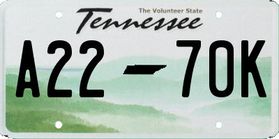 TN license plate A2270K