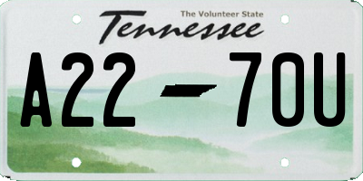 TN license plate A2270U
