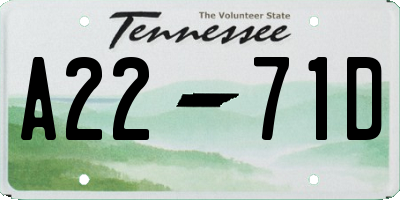 TN license plate A2271D