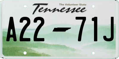 TN license plate A2271J