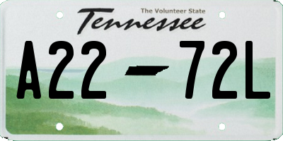 TN license plate A2272L