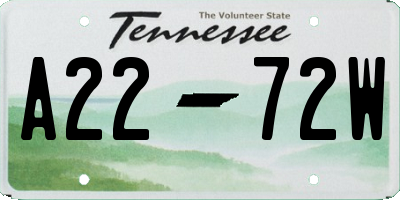 TN license plate A2272W