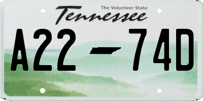 TN license plate A2274D