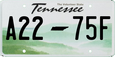 TN license plate A2275F