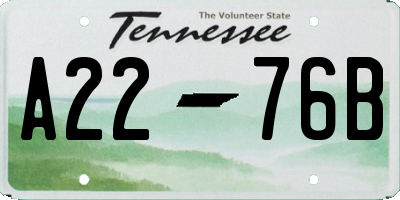 TN license plate A2276B