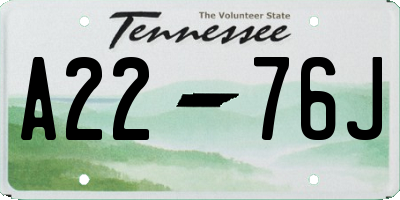TN license plate A2276J