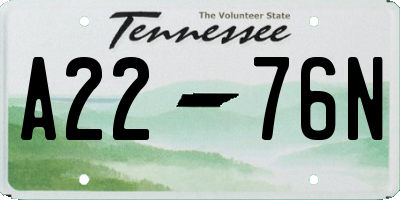 TN license plate A2276N