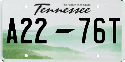 TN license plate A2276T