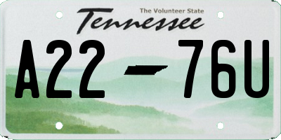 TN license plate A2276U
