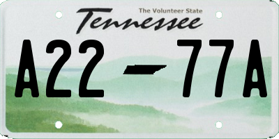 TN license plate A2277A