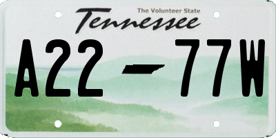 TN license plate A2277W