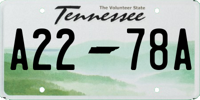 TN license plate A2278A