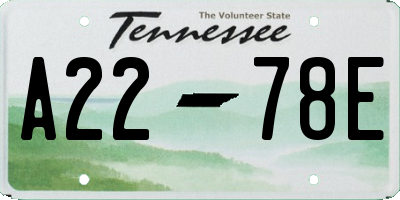 TN license plate A2278E