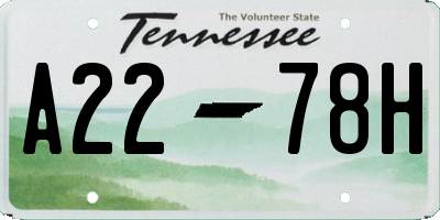TN license plate A2278H