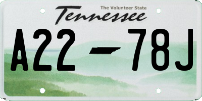 TN license plate A2278J