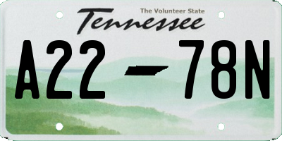 TN license plate A2278N