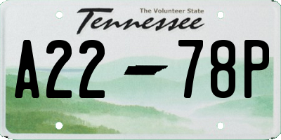 TN license plate A2278P