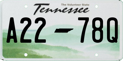 TN license plate A2278Q