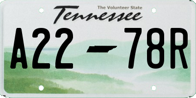 TN license plate A2278R