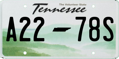 TN license plate A2278S