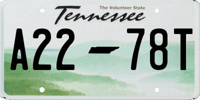TN license plate A2278T
